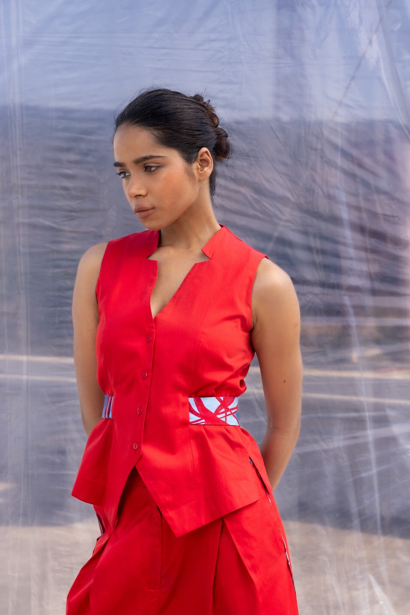 Red Waist Coat Pants Set - CiceroniCo - ord SetBENNCH