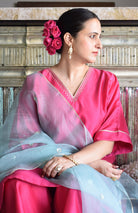 Rohini Chanderi Set with Hand Embroidered Choga Kurta and Wide Legged Pyjama - CiceroniKurta Set, Festive wearHouse of Moxa