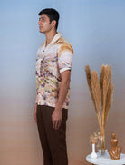 Rooster Meadow Yellow - Hand Embroidered Unisex Printed Linen Shirt - CiceroniShirtsCultura Studio