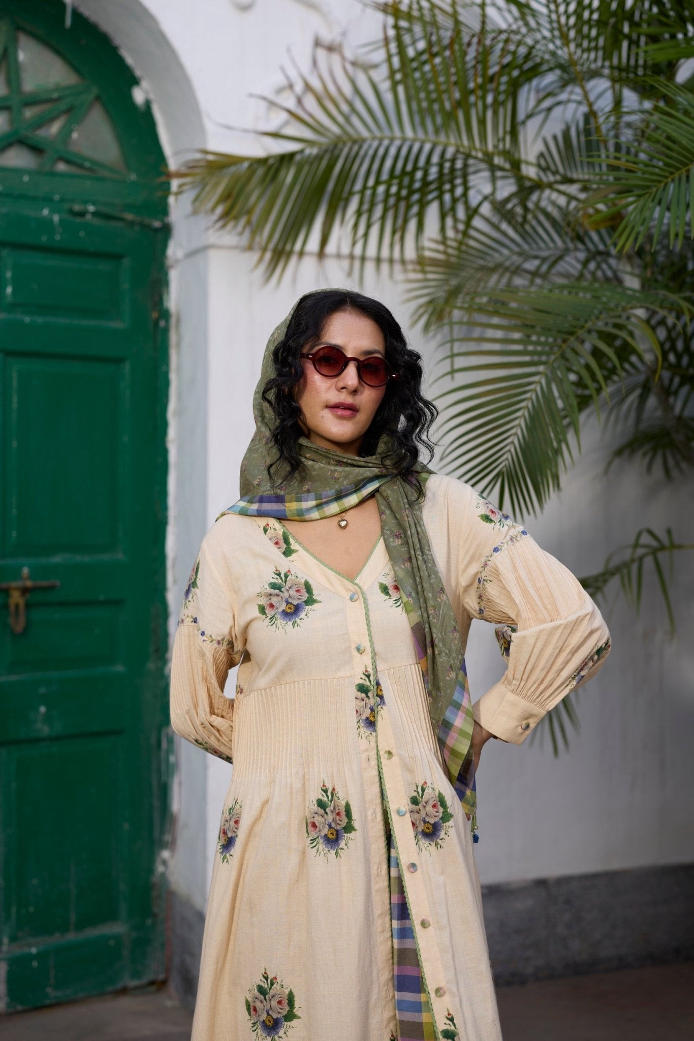 Rosaline Tunic - Ecru and Green - CiceroniKurta, Everyday WearKhyati Rughani