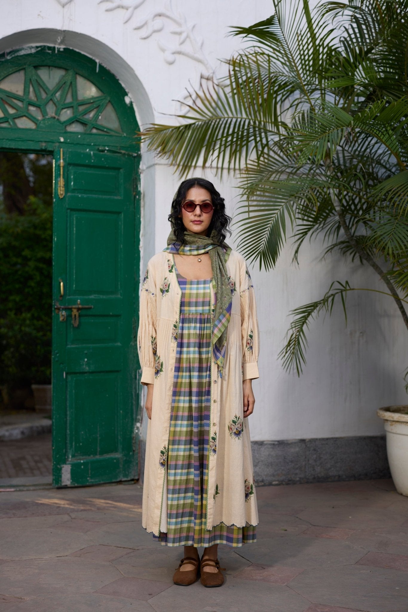 Rosaline Tunic - Ecru and Green - CiceroniKurta, Everyday WearKhyati Rughani