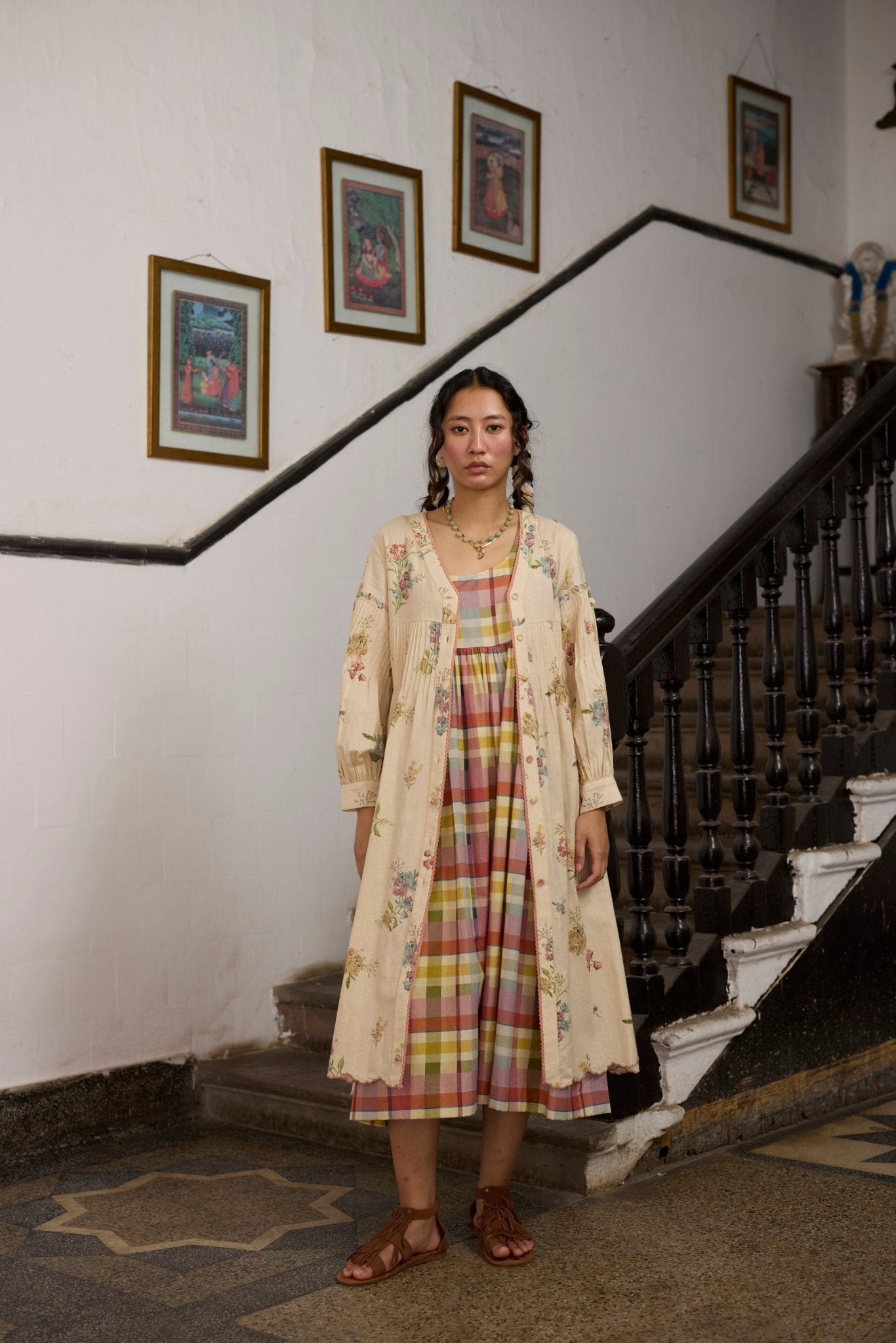 Rosaline Tunic - Ecru and Pink - CiceroniKurta, Everyday WearKhyati Rughani