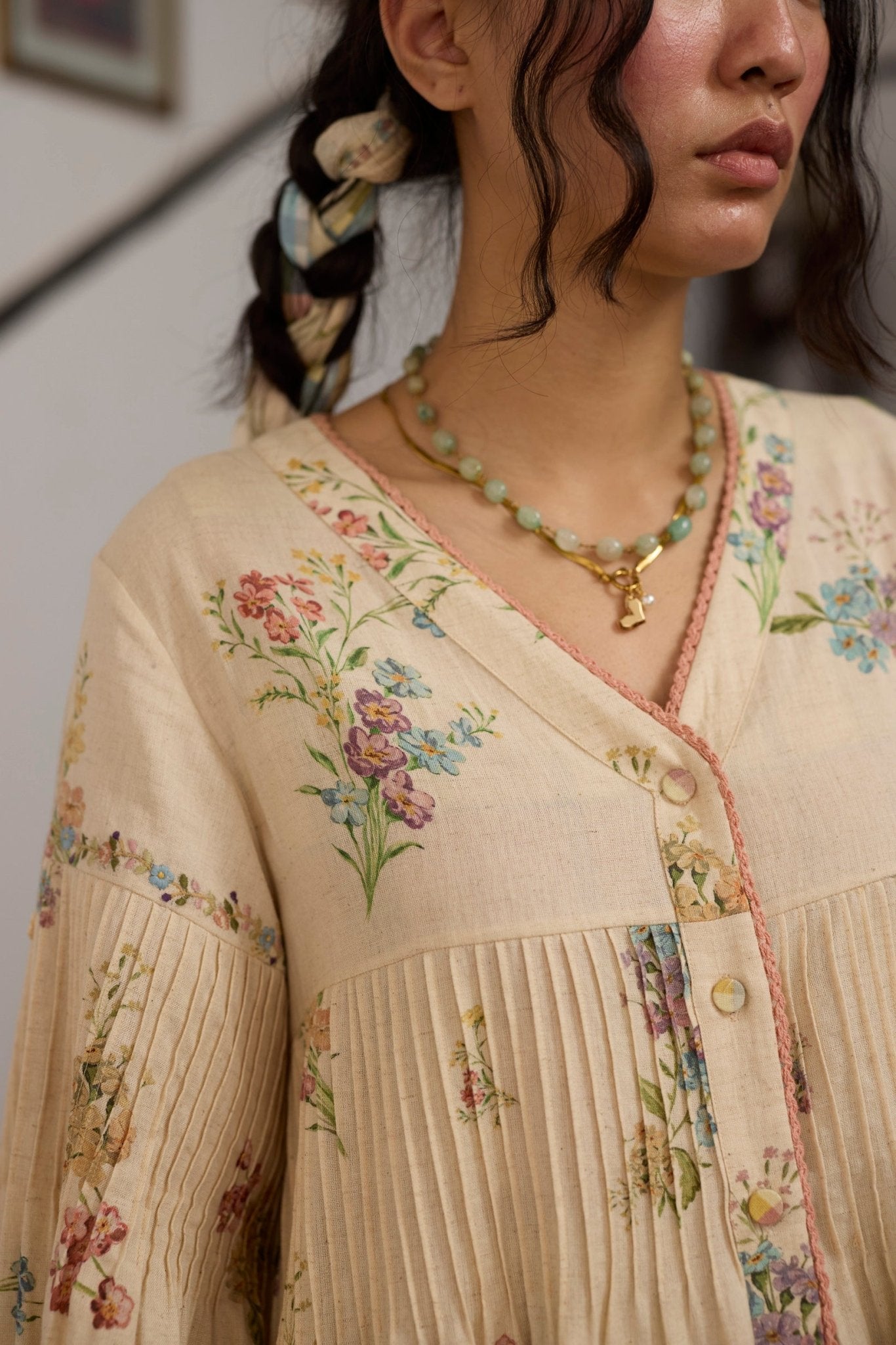 Rosaline Tunic - Ecru and Pink - CiceroniKurta, Everyday WearKhyati Rughani