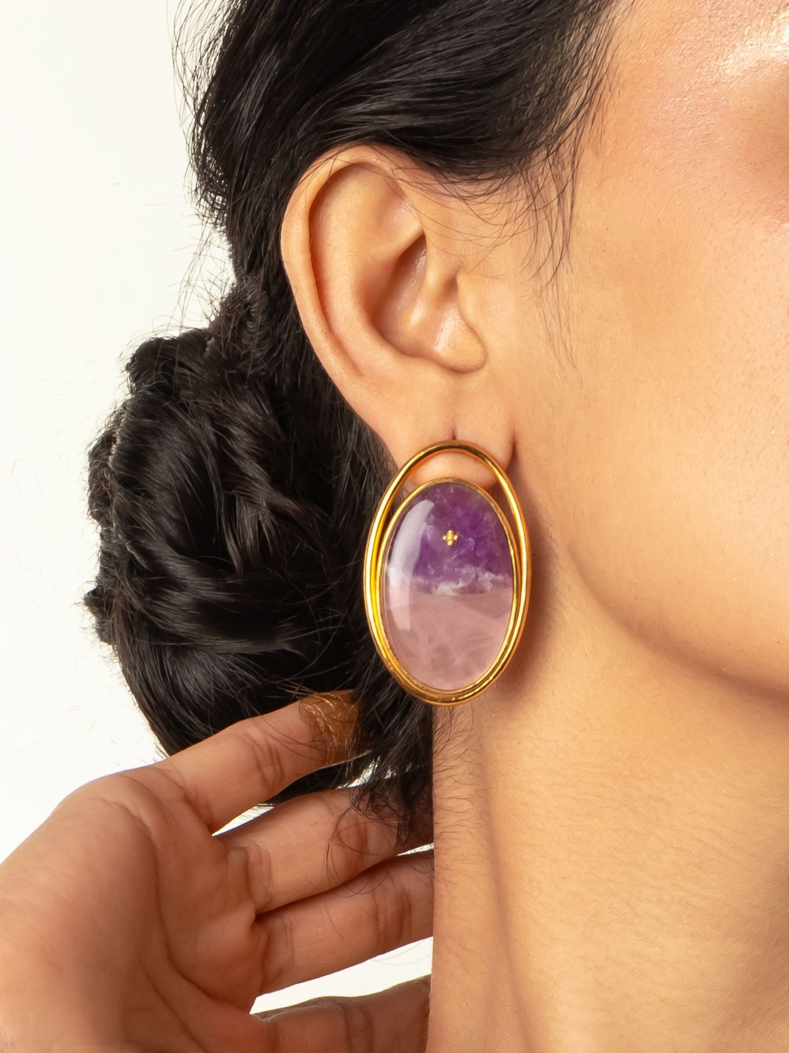 Rose and Ameythst studs - CiceroniEarringsRumri