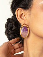 Rose and Ameythst studs - CiceroniEarringsRumri
