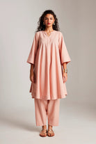 Rosé Co - Linen Pheran Kurta Set - CiceroniKurta SetSaphed