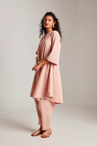 Rosé Co - Linen Pheran Kurta Set - CiceroniKurta SetSaphed