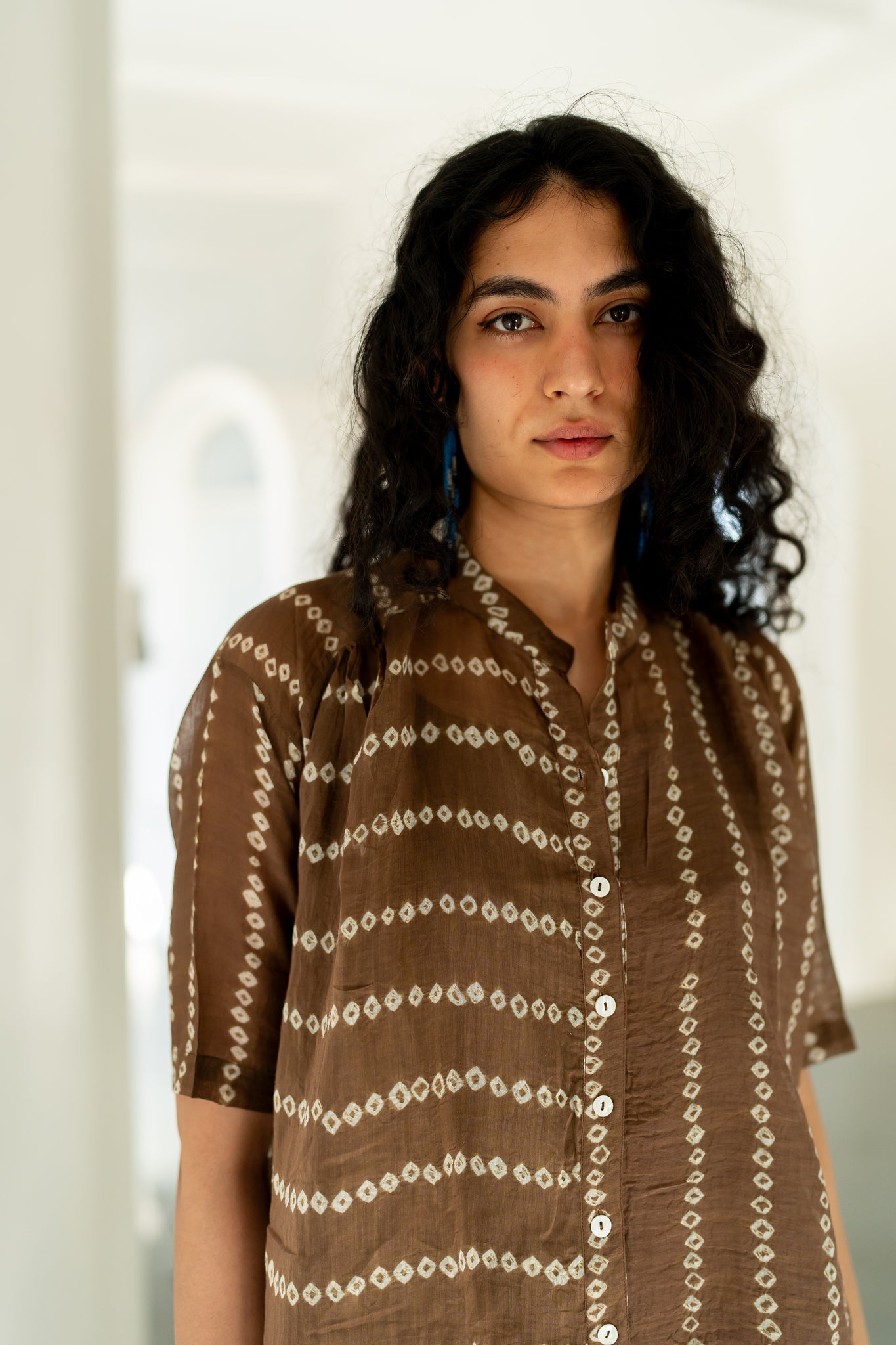 Rosewood Bandhej Tunic with White Pants - CiceroniKurta SetSilai Studio