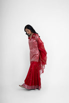 Ruby Gharara Set In Red - CiceroniKurta Set, Festive WearShriya Singhi
