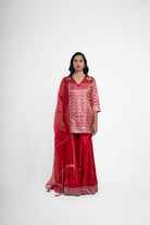 Ruby Gharara Set In Red - CiceroniKurta Set, Festive WearShriya Singhi