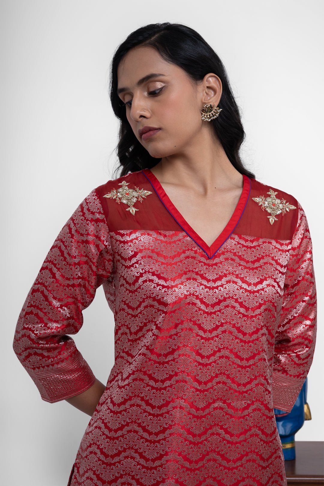 Ruby Gharara Set In Red - CiceroniKurta Set, Festive WearShriya Singhi