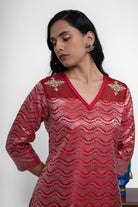 Ruby Gharara Set In Red - CiceroniKurta Set, Festive WearShriya Singhi