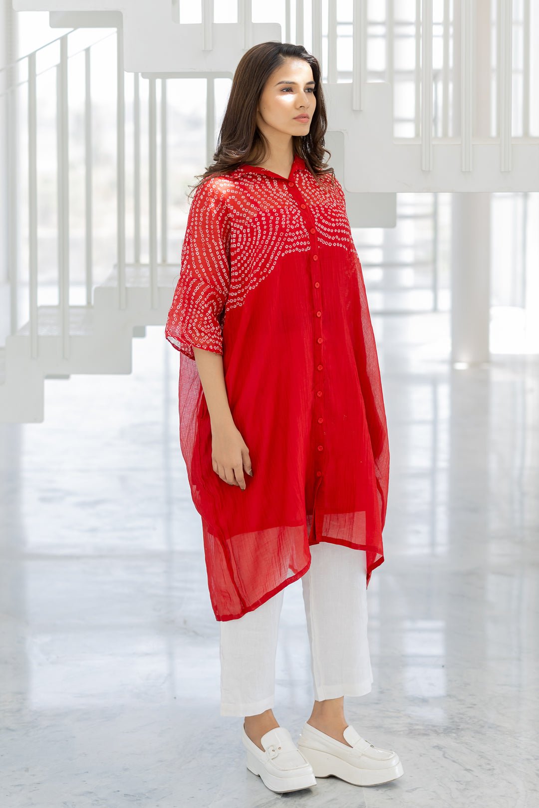 Ruby Swirl Bandhani Tunic Set - CiceroniKurta Set, Everyday WearSilai Studio