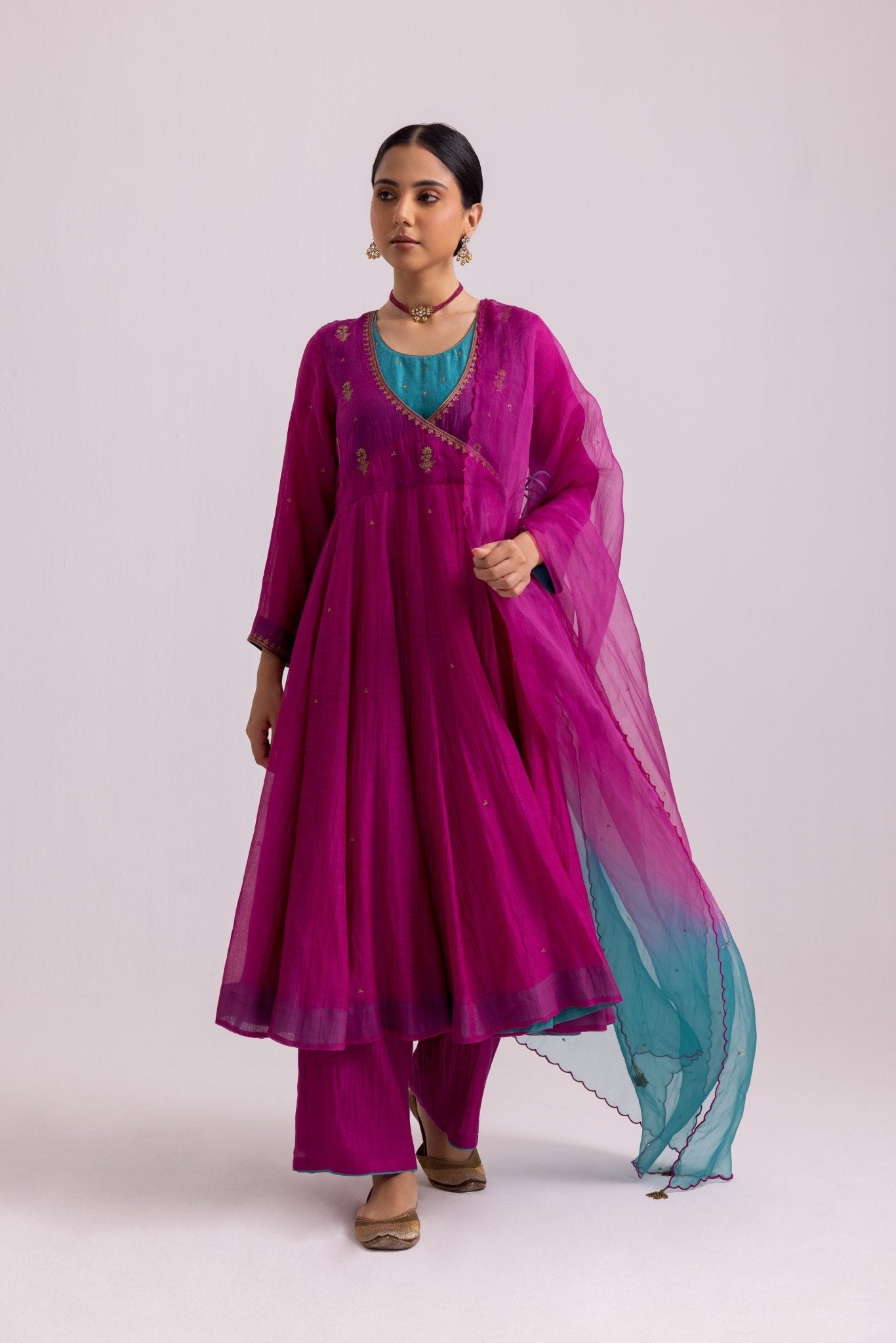 Ruhana Anarkali Set - Magenta - CiceroniKurta Set, Festive WearLabel Shreya Sharma
