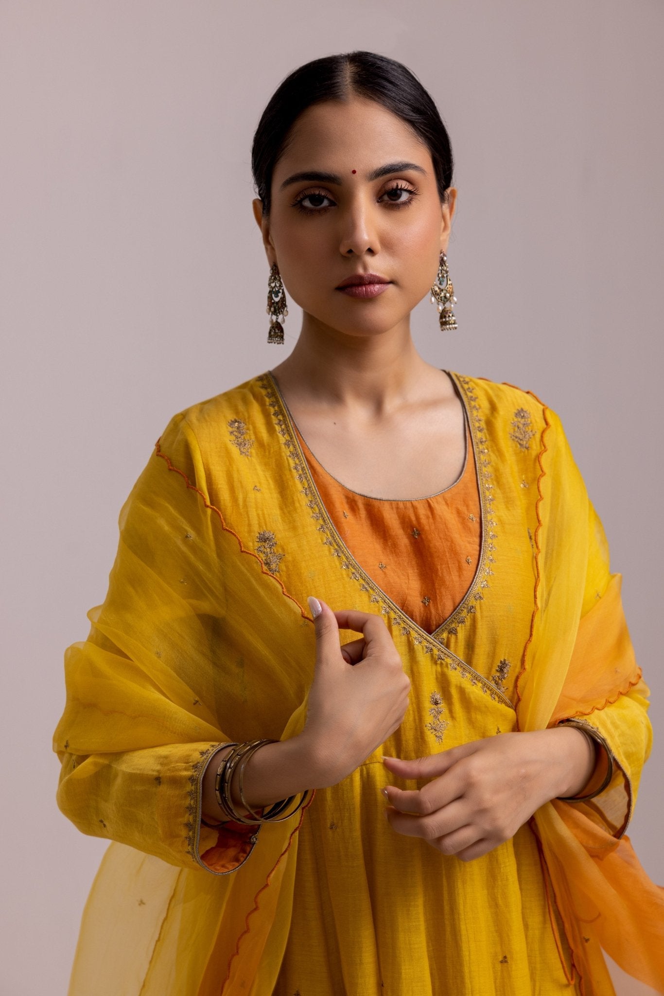 Ruhana Anarkali Set - Mustard Yellow - CiceroniKurta Set, Festive WearLabel Shreya Sharma