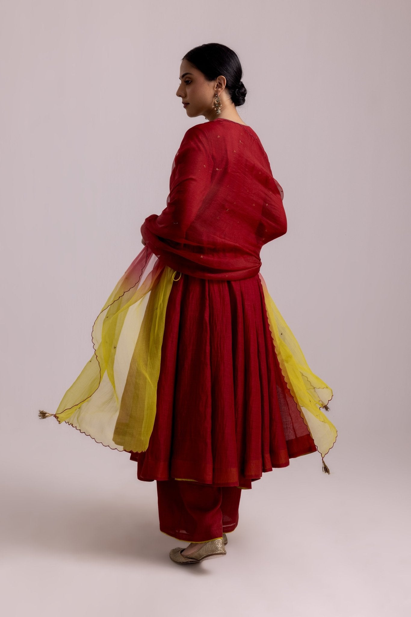 Ruhana Anarkali Set - Red - CiceroniKurta Set, Festive WearLabel Shreya Sharma