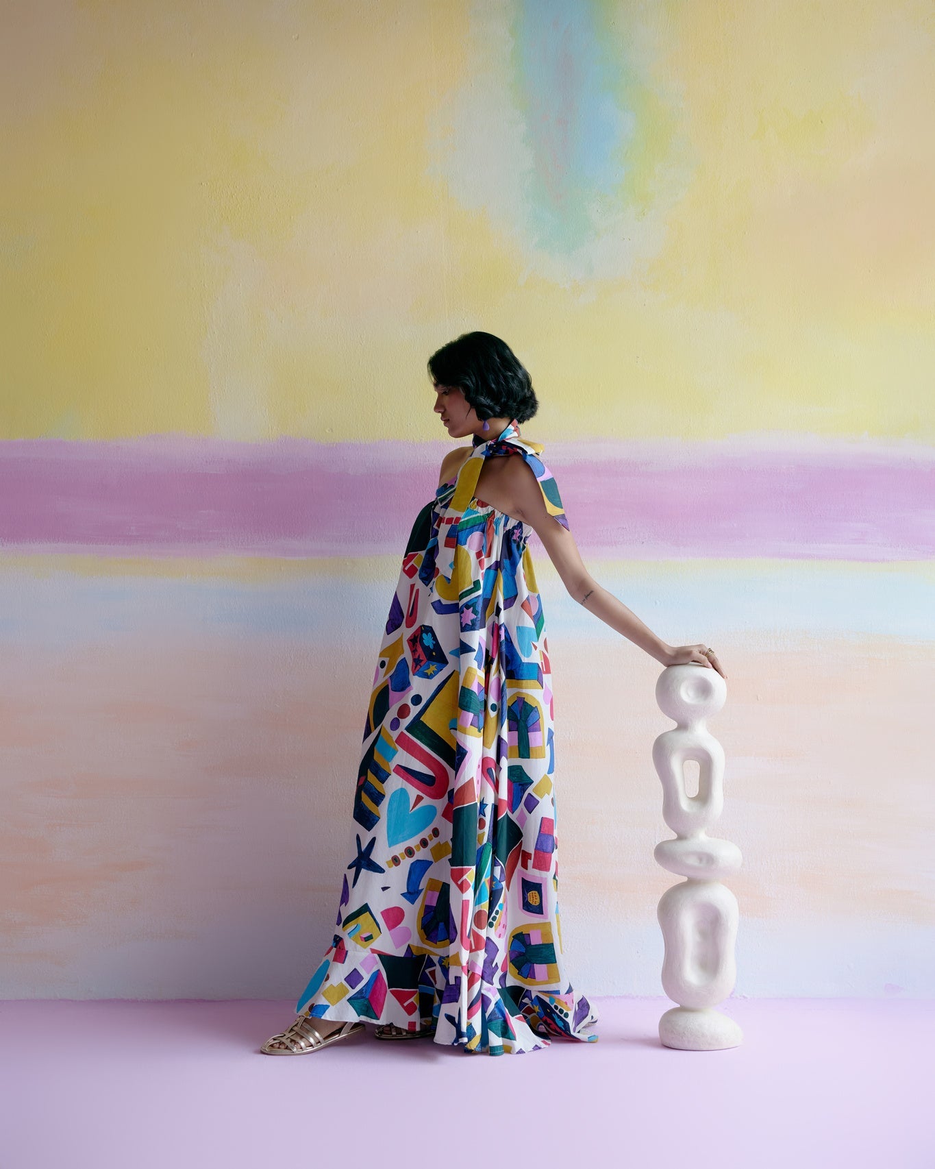 Rumi Maxi Dress in Arcade Print - CiceroniDressesHappi Space