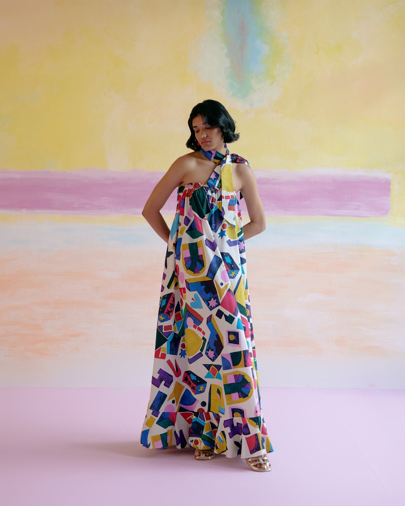 Rumi Maxi Dress in Arcade Print - CiceroniDressesHappi Space