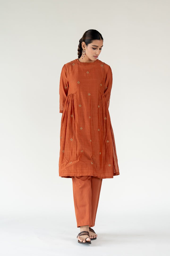 Rust Ekra Kurta (Set of 2) - CiceroniKurta Set, Festive WearNirjara