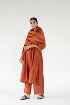 Rust Fiza Kurta Set with Ayra Odhani - CiceroniKurta Set, Festive WearNirjara