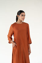 Rust Gulzar Kurta Set with Ayra Odhani - CiceroniKurta Set, Festive WearNirjara