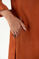 Rust Gulzar Kurta Set with Ayra Odhani - CiceroniKurta Set, Festive WearNirjara