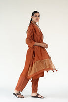 Rust Gulzar Kurta Set with Ayra Odhani - CiceroniKurta Set, Festive WearNirjara