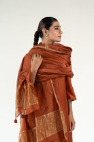 Rust Gulzar Kurta Set with Ayra Odhani - CiceroniKurta Set, Festive WearNirjara