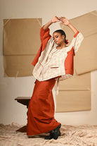 Rust Kaftan Shirt with Skirt - CiceroniSkirt SetPrathaa