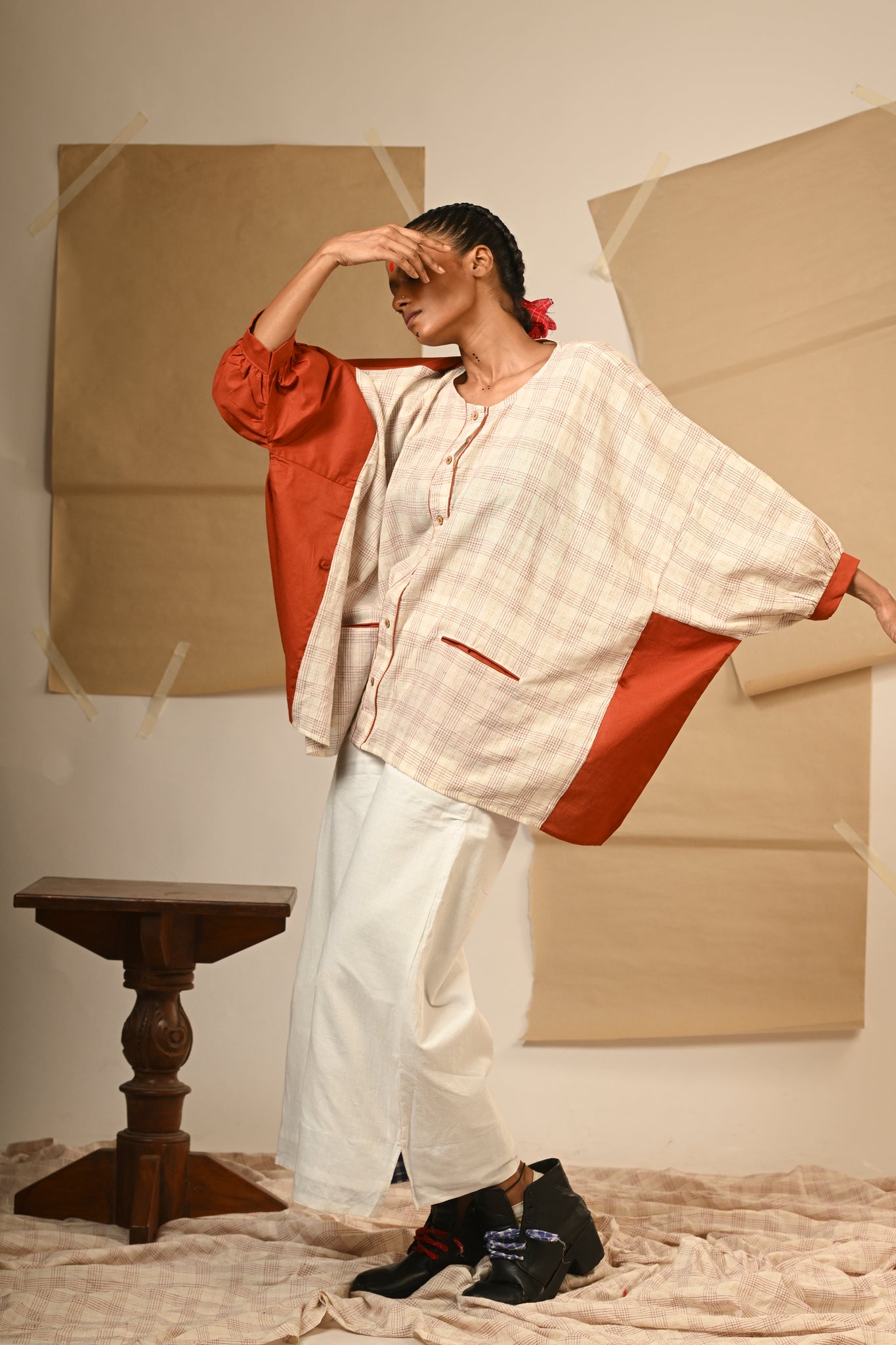 Rust Kaftan Shirt - CiceroniShirtsPrathaa