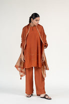 Rust Mehr Kurta Set with Ayra Odhani - CiceroniKurta Set, Festive WearNirjara