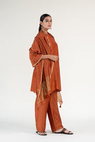 Rust Mehr Kurta Set with Ayra Odhani - CiceroniKurta Set, Festive WearNirjara