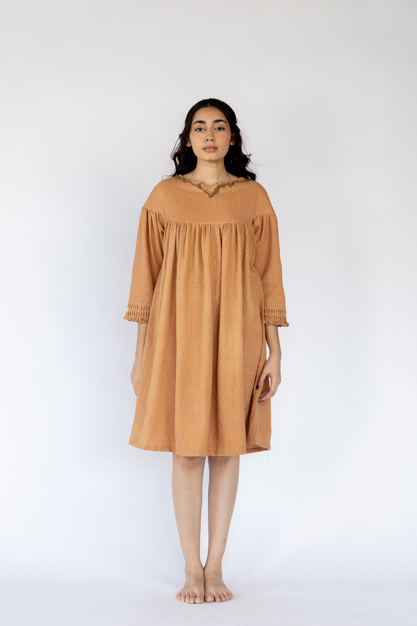 Rust Shion Cotton A-line Dress - CiceroniDressesNirjara