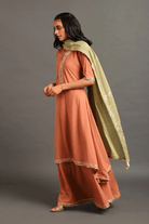 Rust Zara Double Layered Dress - CiceroniDressesOmaana