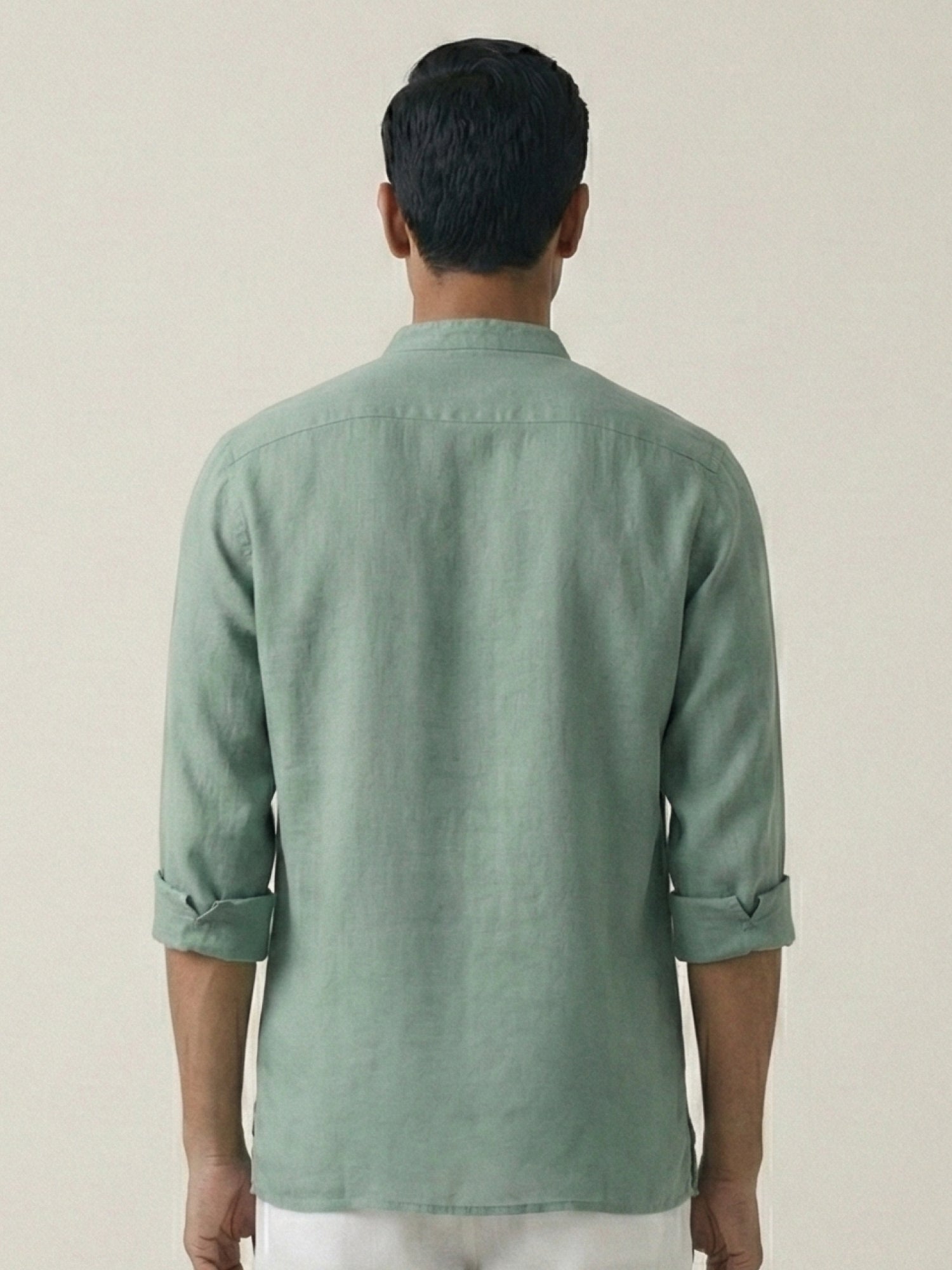 Sage Green 100% Pure Linen Classic Short Kurta - CiceroniKurta, Everyday Wearbhrāta