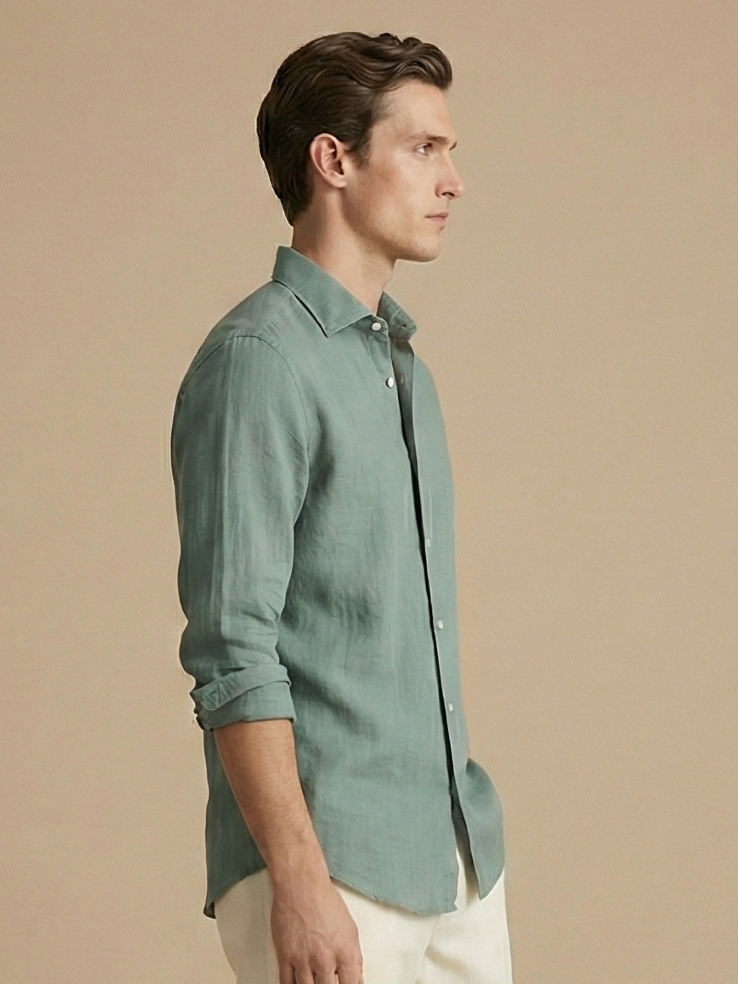 Sage Green 100% Pure Linen Shirt - CiceroniMen Shirtsbhrāta