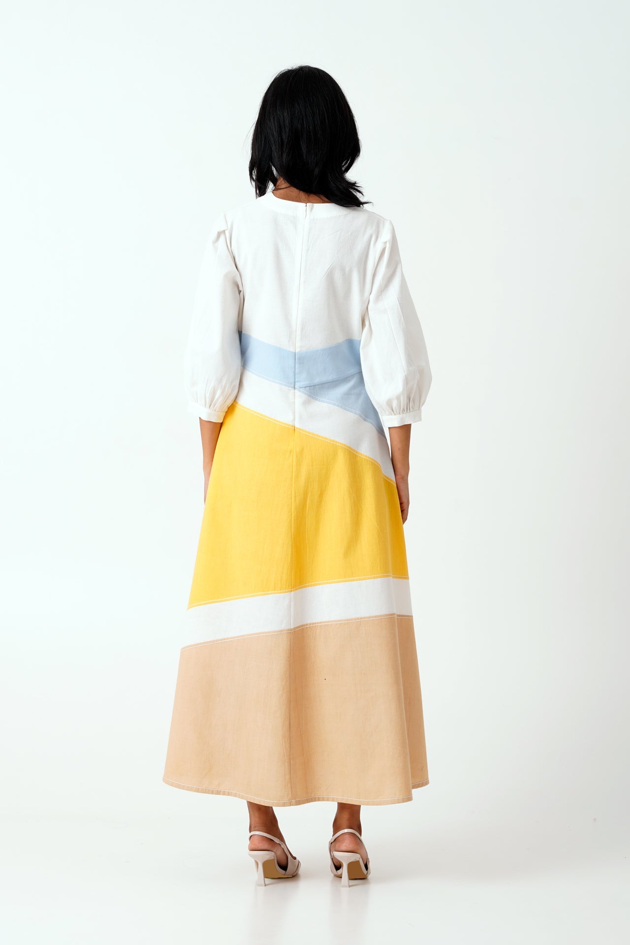 Sahar - Multi Panelled Long Dress with Belt - CiceroniDressesMadder Much