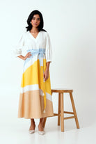 Sahar - Multi Panelled Long Dress with Belt - CiceroniDressesMadder Much