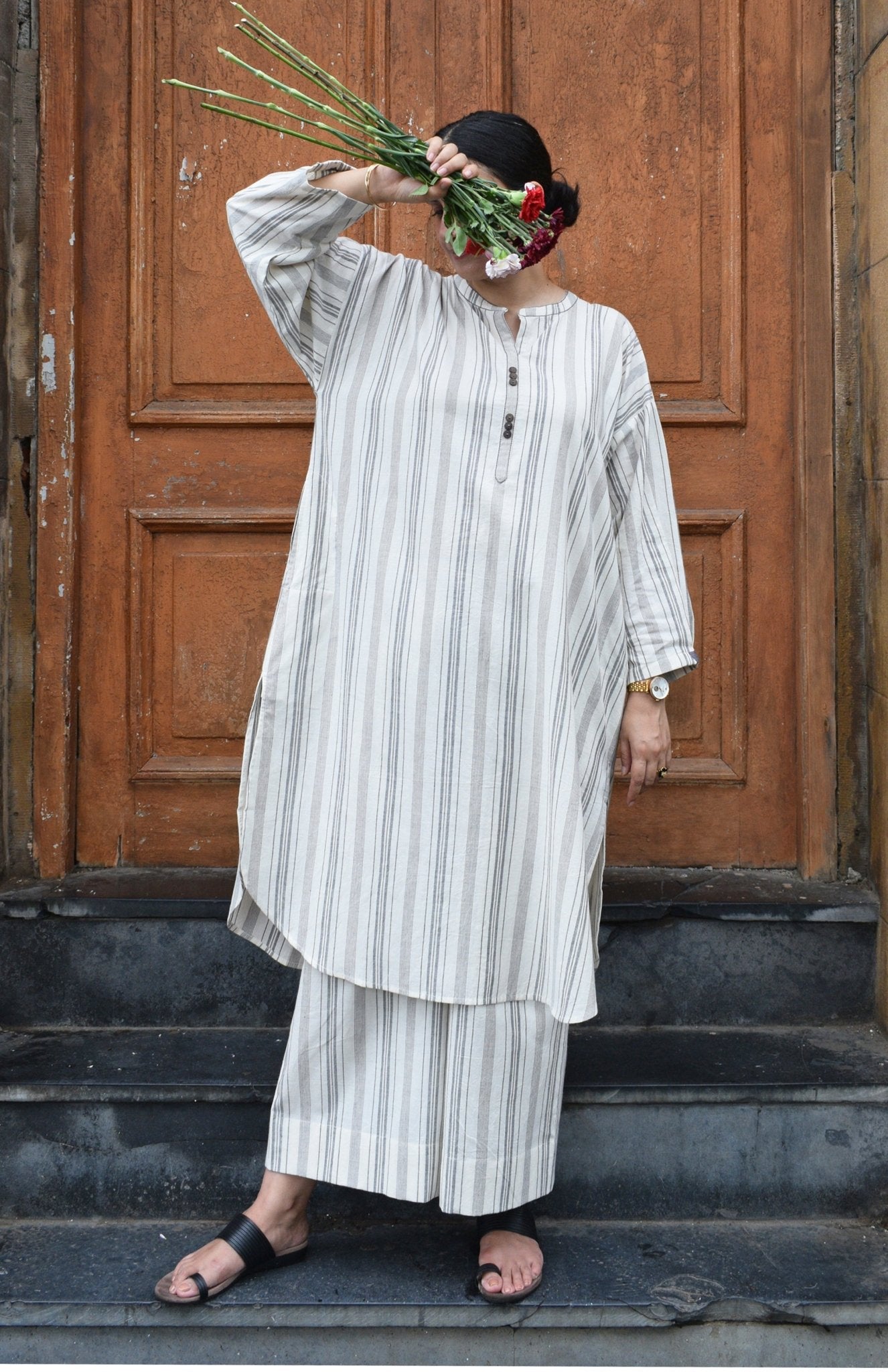 Salt and Pepper Antifit Co - ord Set - CiceroniKurta Set, Everyday WearHouse of Moxa