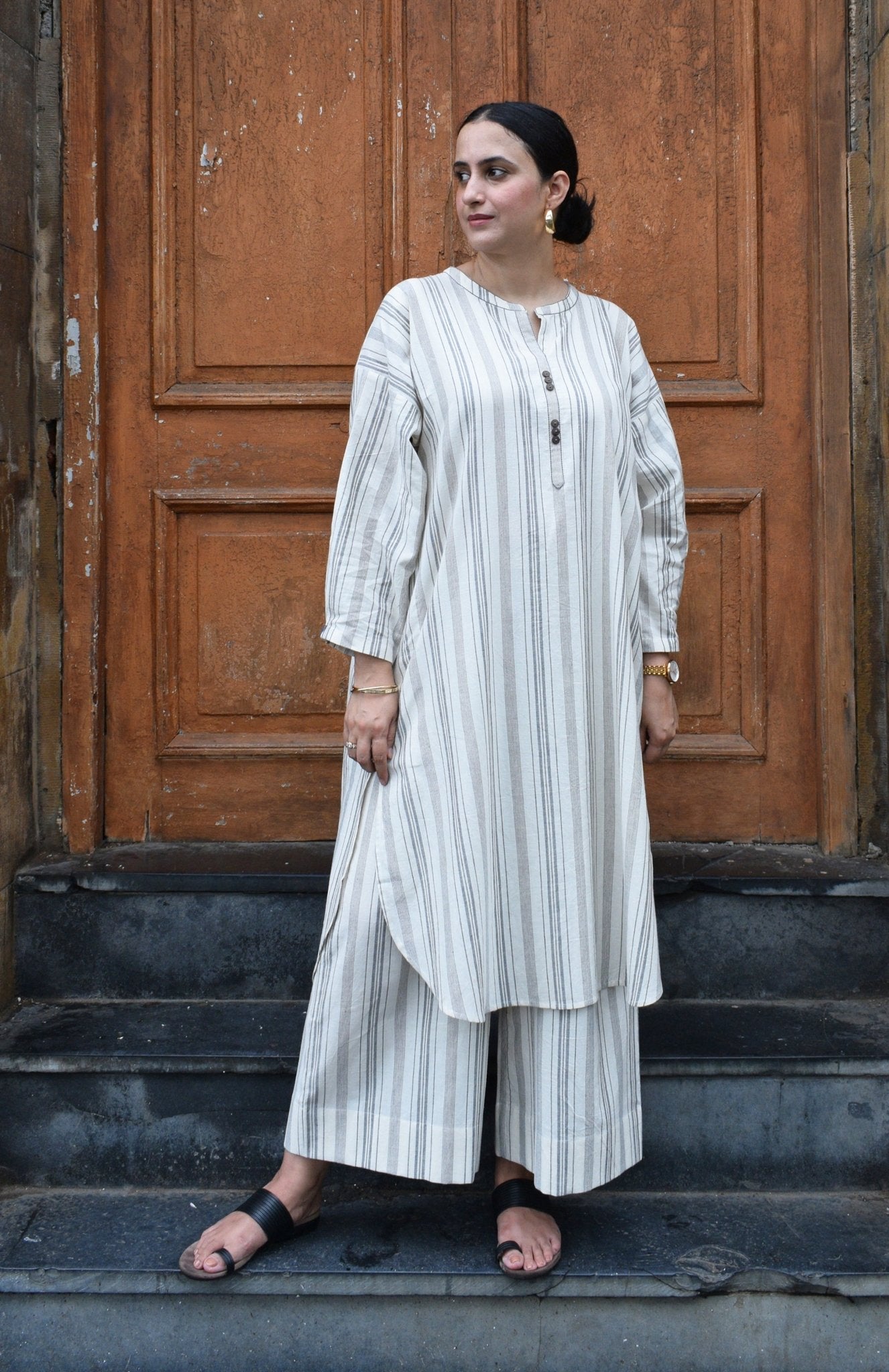 Salt and Pepper Antifit Co - ord Set - CiceroniKurta Set, Everyday WearHouse of Moxa