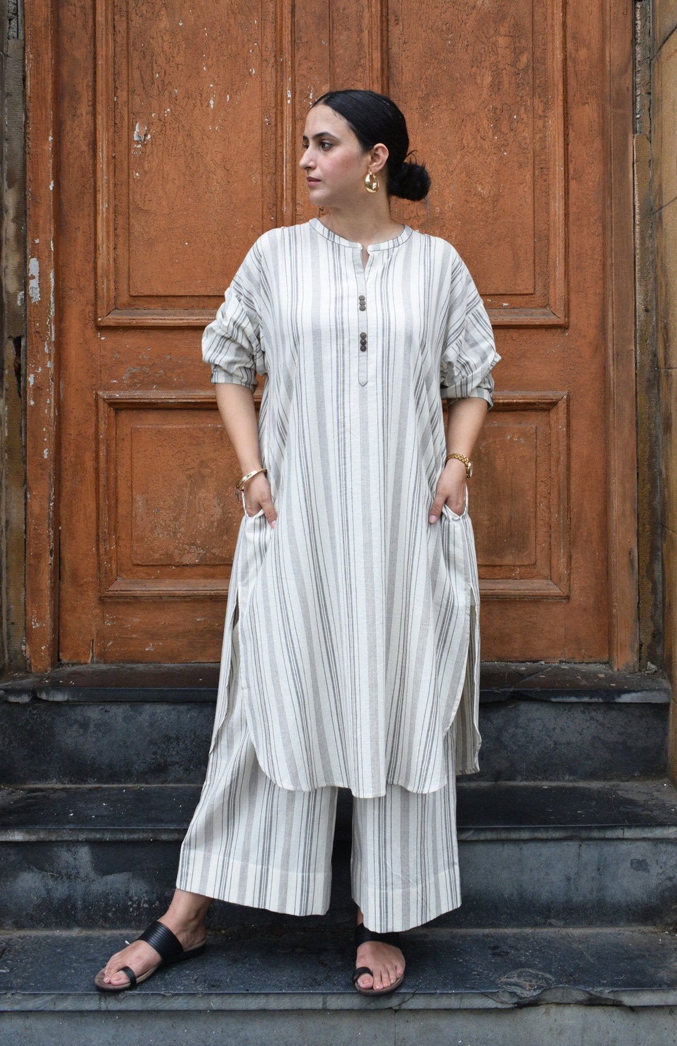 Salt and Pepper Antifit Co - ord Set - CiceroniKurta Set, Everyday WearHouse of Moxa