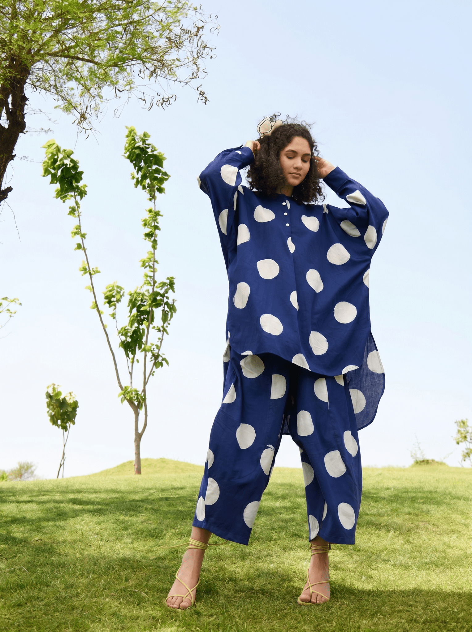 Salvia Co-ord Set - Indigo & White Polka - CiceroniCo-ord SetRAAS Life