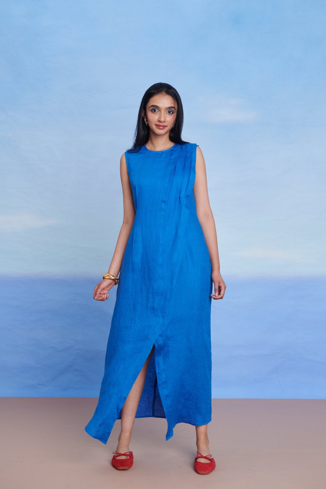 Santorini Linen Drape Dress - CiceroniDressesSaphed