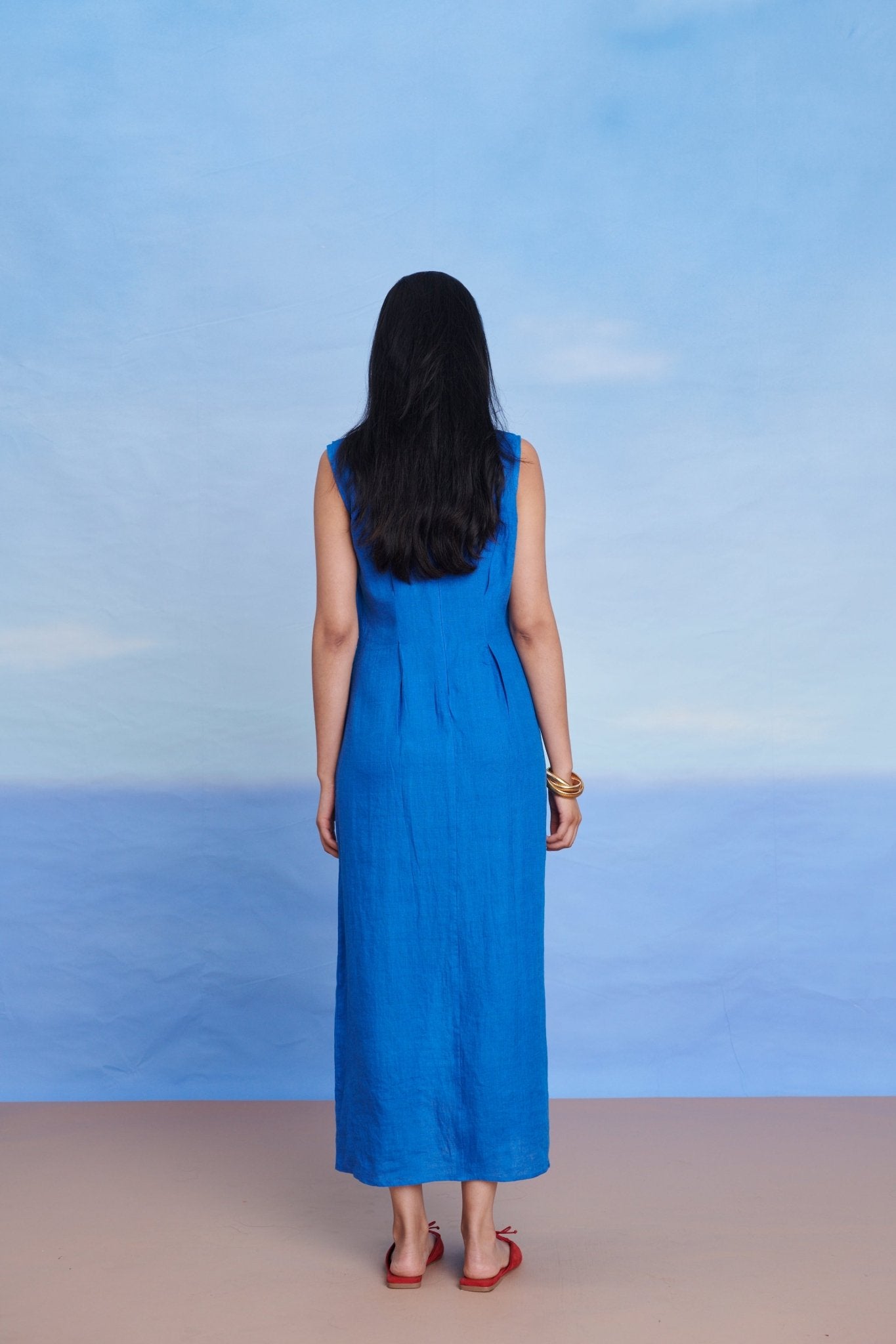 Santorini Linen Drape Dress - CiceroniDressesSaphed