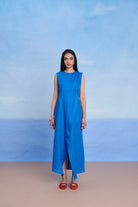 Santorini Linen Drape Dress - CiceroniDressesSaphed