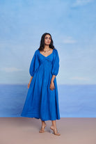 Santorini Linen Front Twist Dress - CiceroniDressesSaphed