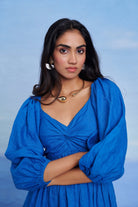 Santorini Linen Front Twist Dress - CiceroniDressesSaphed
