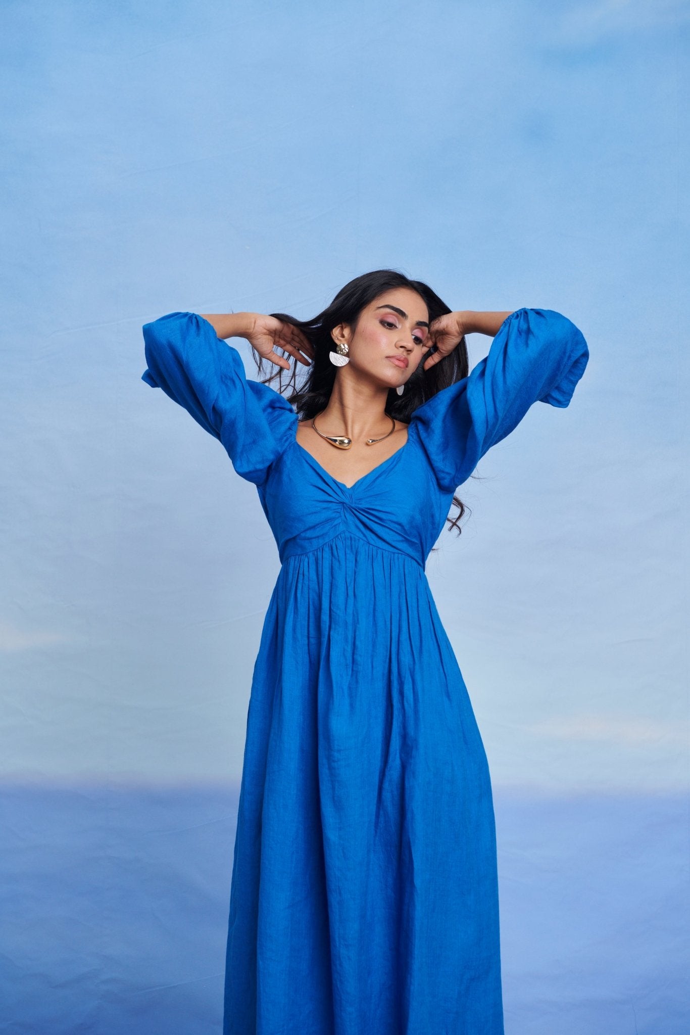Santorini Linen Front Twist Dress - CiceroniDressesSaphed