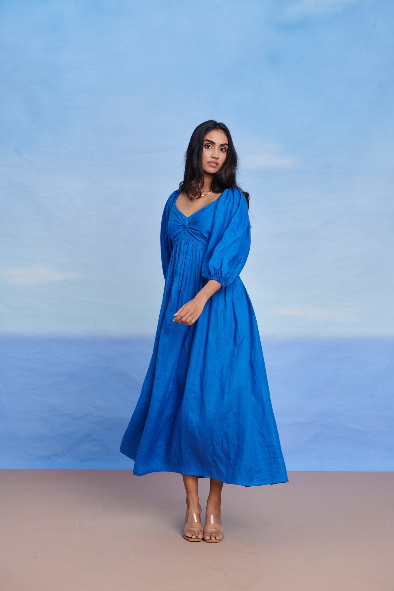 Santorini Linen Front Twist Dress - CiceroniDressesSaphed