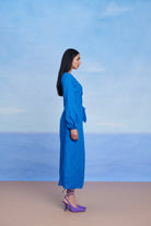 Santorini Linen Wrap Billow Dress - CiceroniDressesSaphed